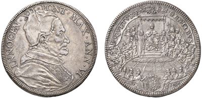 Piastra di Innocenzo XII, Antonio Pignatelli (1696), in argento
