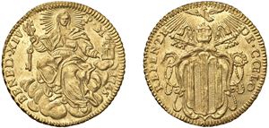 BENEDETTO XIV, Prospero Lambertini (1740 - 1758) &ndash; Zecchino 1745, Roma.