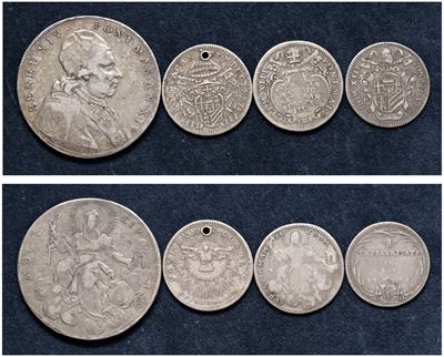 Lotto di 4 monete in argento (XVIII secolo) - Roma
