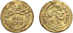 BENEDETTO XIV, Prospero Lambertini (1740 - 1758) &ndash; Mezzo scudo romano, Roma.