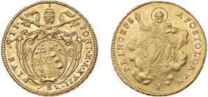 PIO VII, Barnaba Chiaramonti (1800 - 1823) &ndash; Doppia, an. XVII, Bologna.