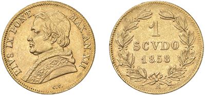 Scudo largo 1858, an. XXII, Roma