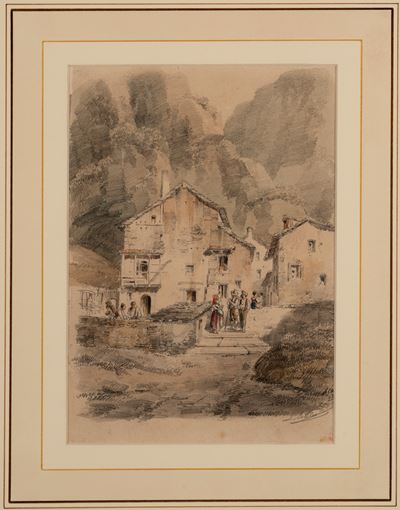 Scorcio di paese con figure