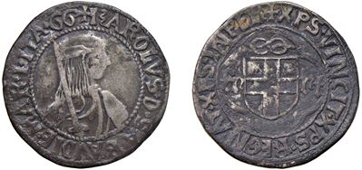 CARLO I, Testone in argento, I tipo, Cornavin, 9,40 gr, Diam. 30,00 mm