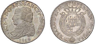 VITTORIO EMANUELE I, Mezzo scudo 1814, in argento