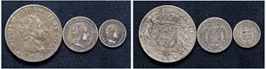 CARLO FELICE (1821 - 1831) &ndash; Lotto di tre monete, 5 lire 1824 TO, 1 lira 1825 TO e 50 centesimi 1830 TO.