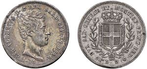 CARLO ALBERTO (1831 - 1849) &ndash; 2 lire 1834, Torino.