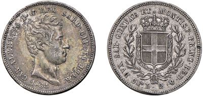 CARLO ALBERTO, Moneta da 2 lire 1834 in argento