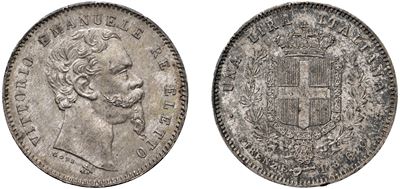 VITTORIO EMANUELE II, Lira 1860, argento, Firenze