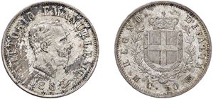 VITTORIO EMANUELE II (1861 - 1878) &ndash; 50 centesimi 1863, Milano.