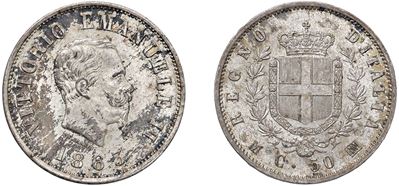 Vittorio Emanuele II, 50 centesimi 1863, argento, Milano