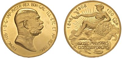 Francesco Giuseppe I d'Austria, 100 Corone, oro, Vienna 1908