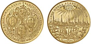 HAMBURG, Free Hanseatic City - Portugal&ouml;ser of 10 ducats, 1689, Hamburg.