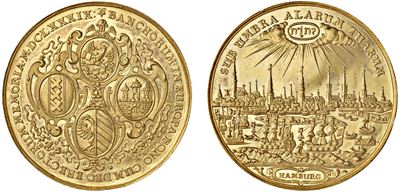 AMBURGO, Portugalöser da 10 ducati, oro, 1689, Amburgo