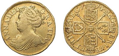Anna Stuart, 1/2 Guinea 1714 in oro, Londra