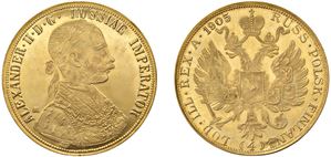 NICHOLAS II (1894 - 1917) - 4 Ducats 1905, in imitation of the Austrian 4 ducats, Sofia.