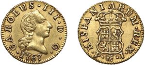 CHARLES III OF BOURBON (1759 - 1788) - Half scudo 1767, Initials PJ, Madrid.