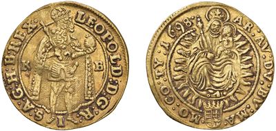 Leopoldo II, Ducato del 1698, Kremnitz, oro, 3,20 gr., diametro 22,00 mm