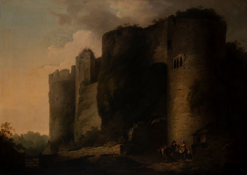 Paesaggio con figure presso un castello