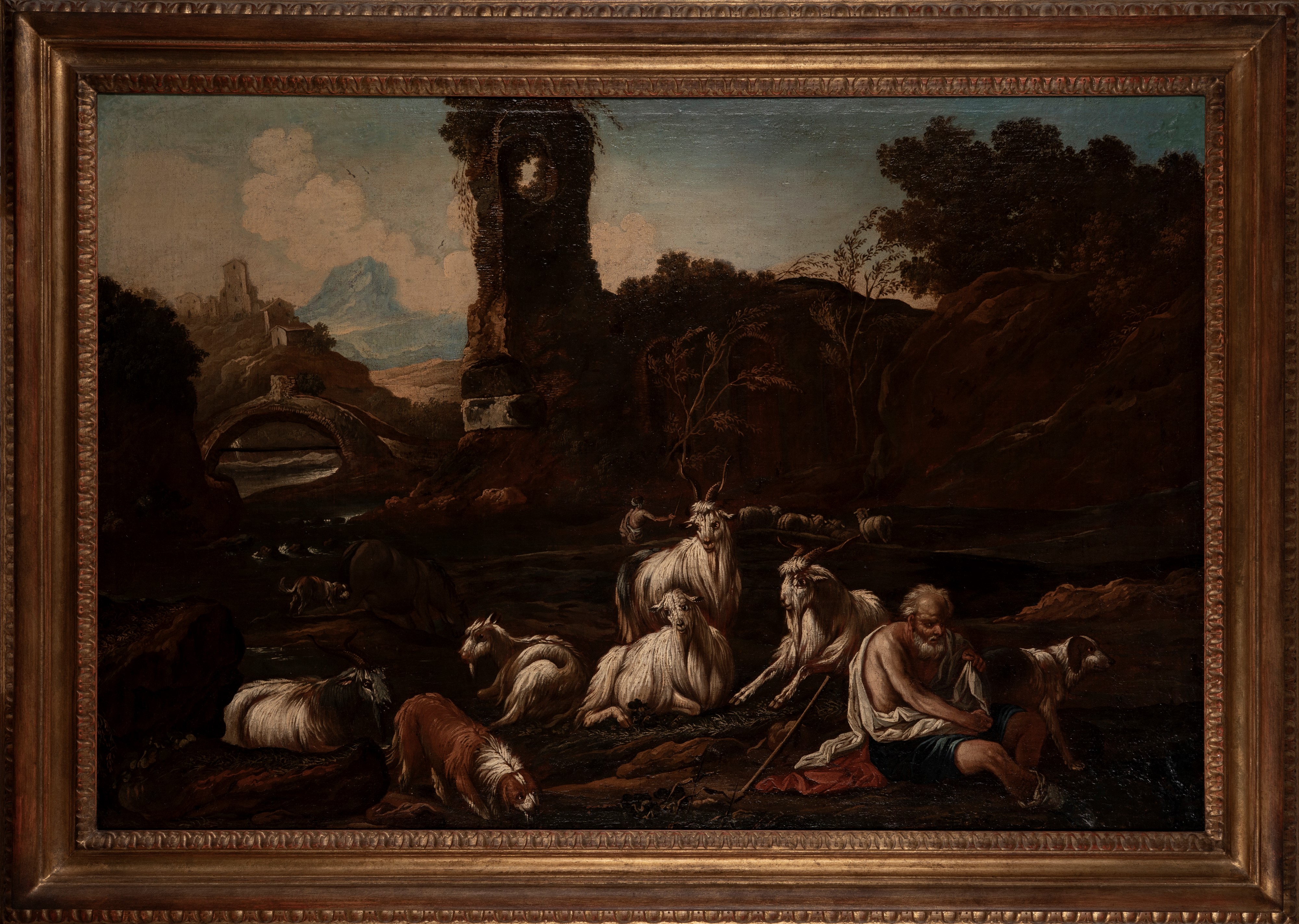 Pastore con armenti presso un fiume