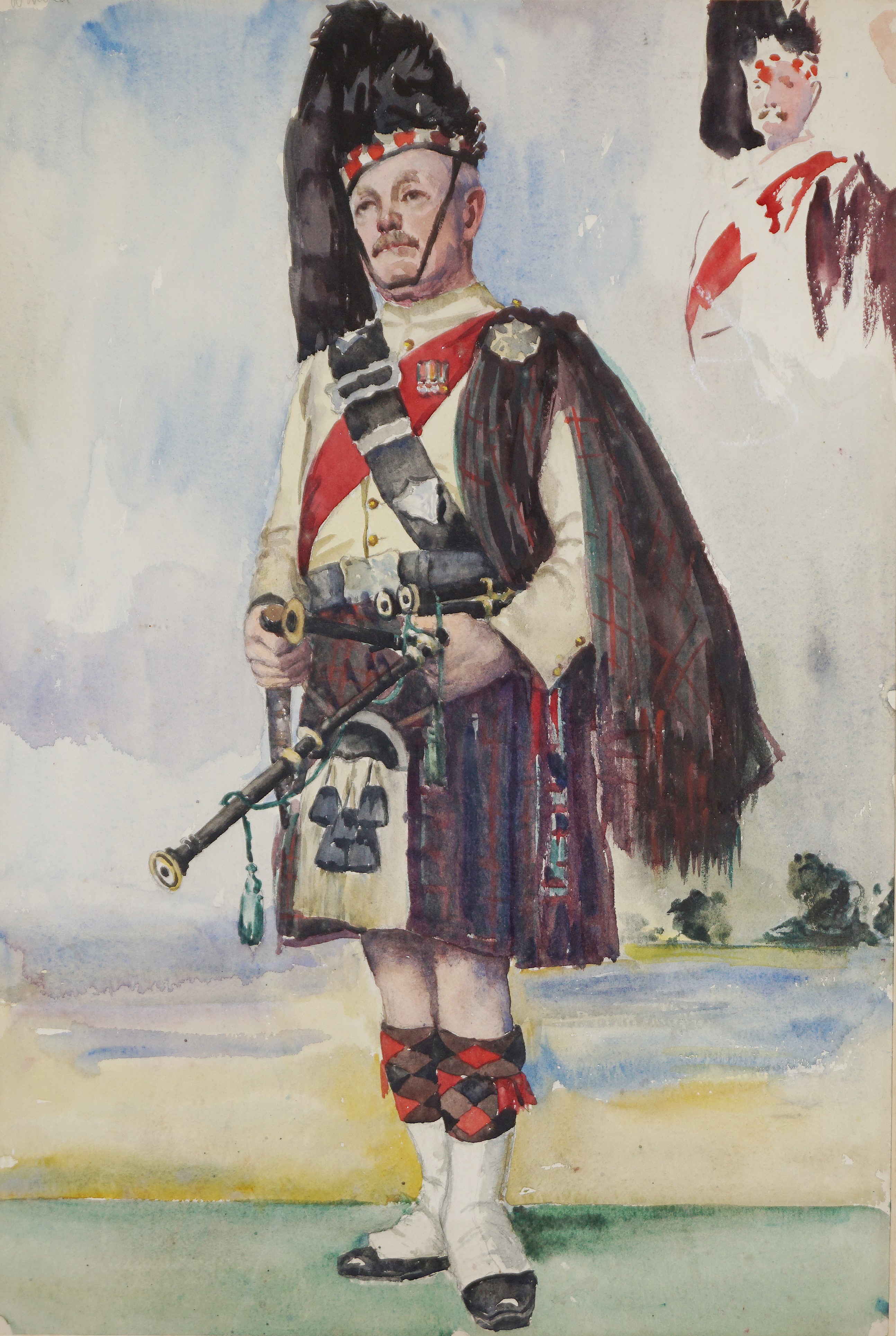 Figure in abito orientale e abito scozzese