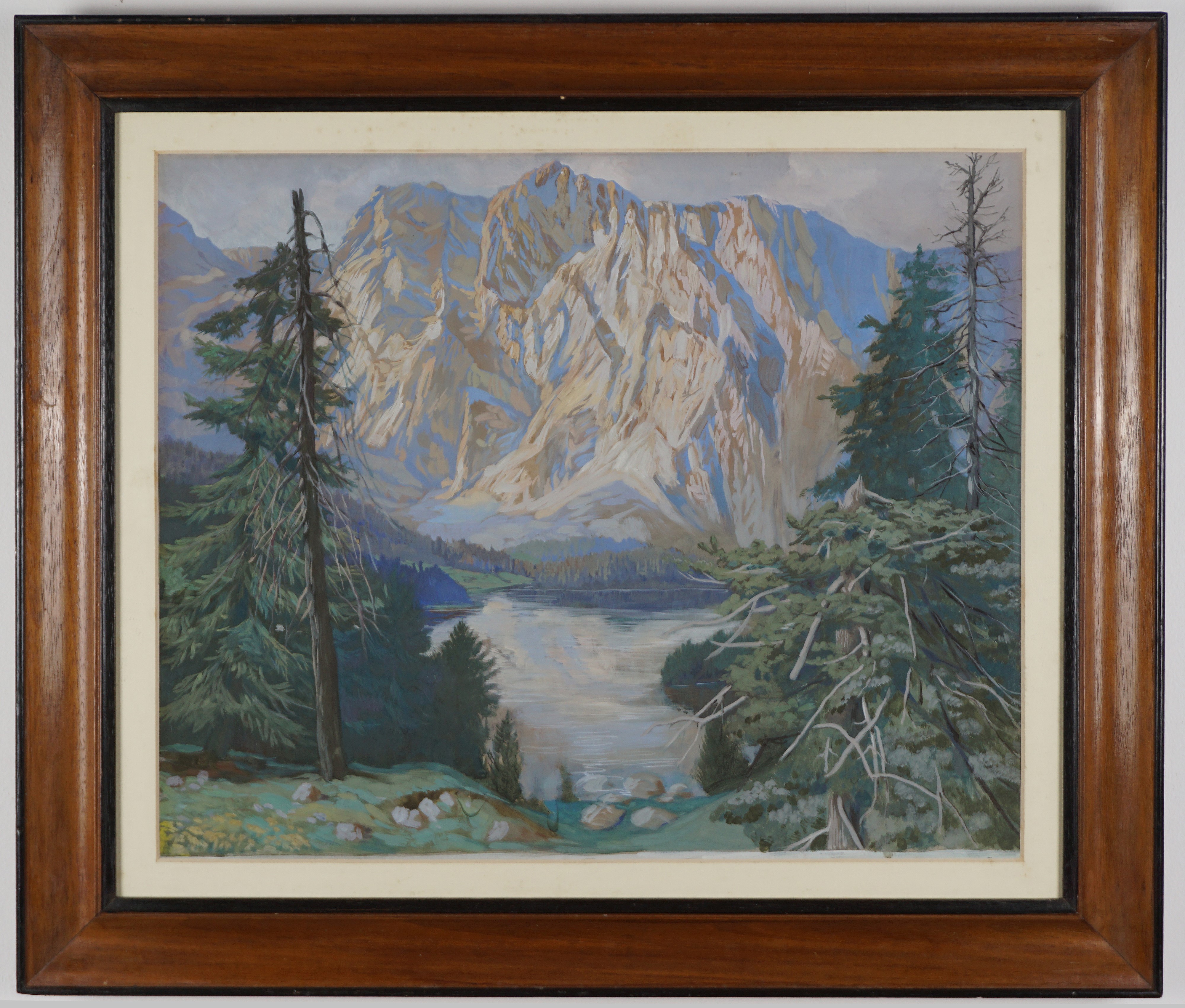 Paesaggio montano con laghetto