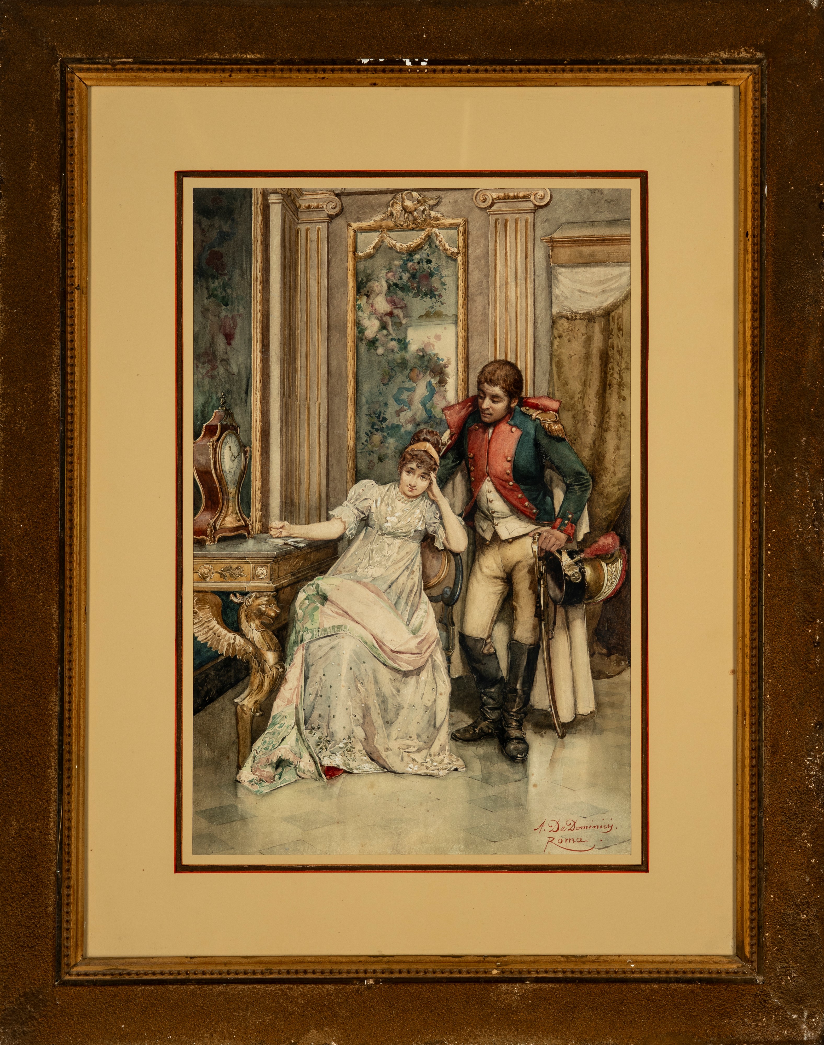 Achille De Dominicis - Scena d’interni con fanciulla e soldato