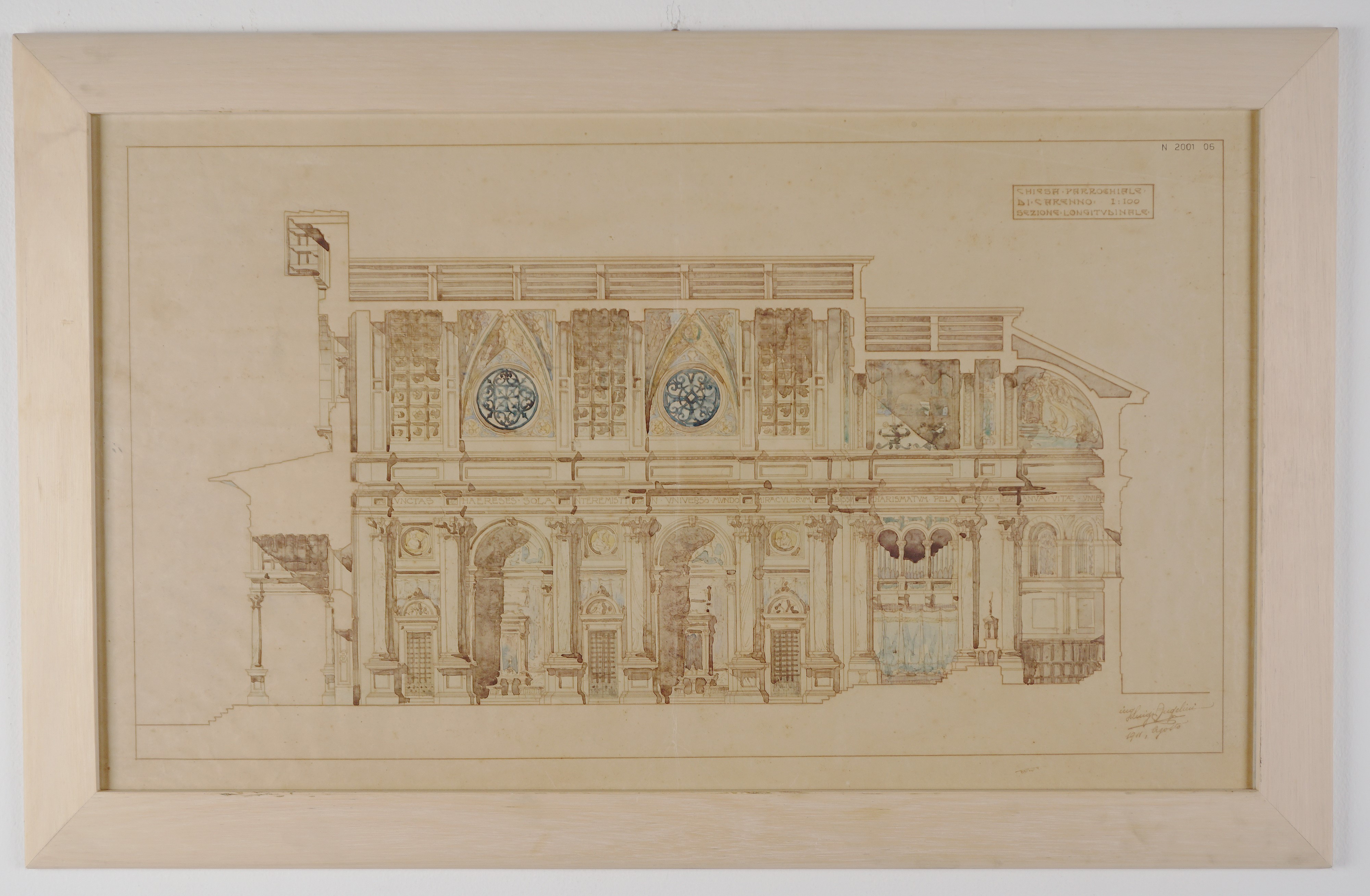 Prospetto longitudinale della Chiesa Parrocchiare di Carenno