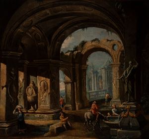 Capriccio architettonico con figure