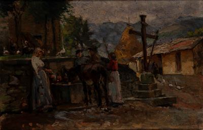 Il riposo, olio su tavola