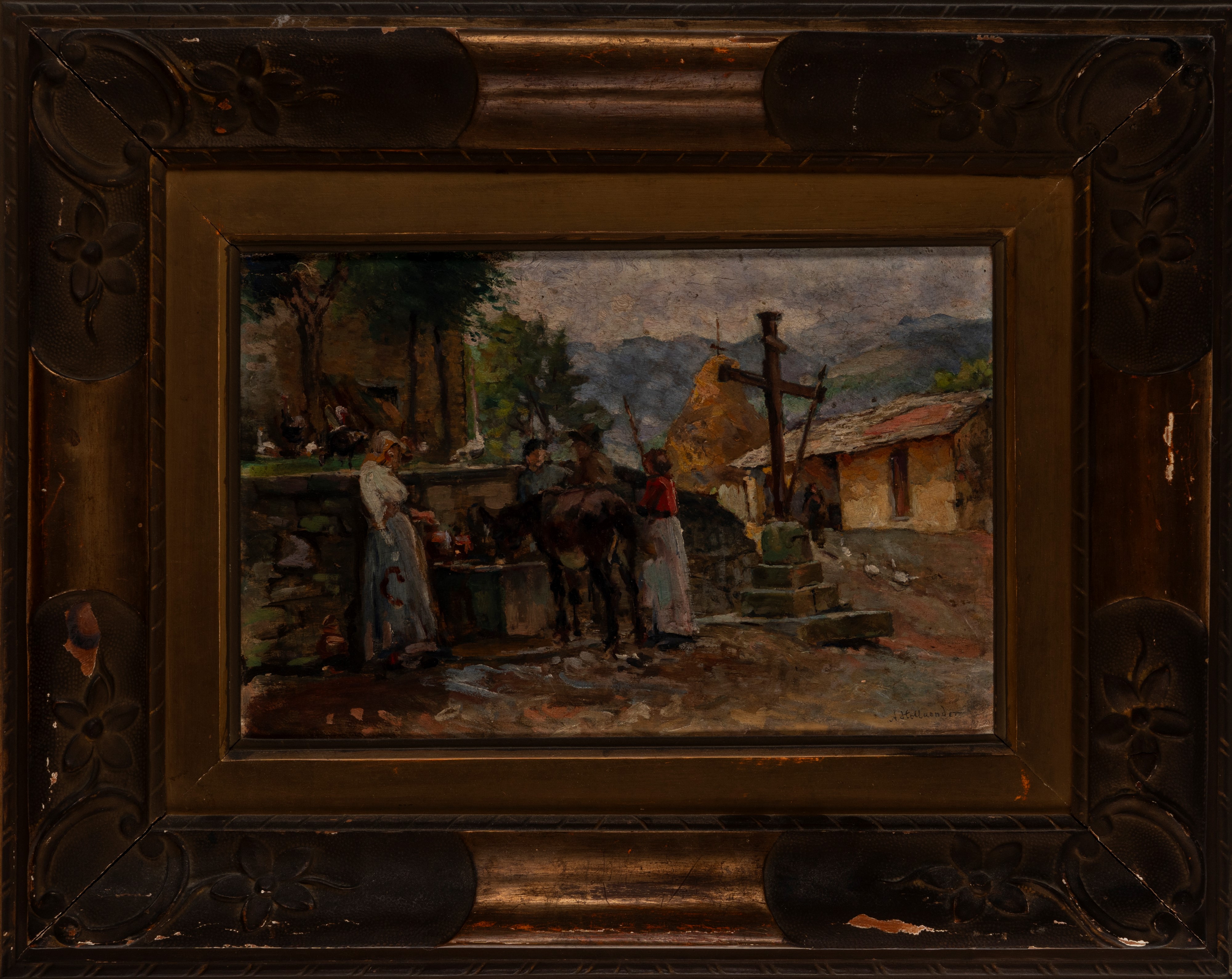 Alfonso Hollaender - Il riposo, olio su tavola