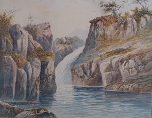 Paesaggio con cascata