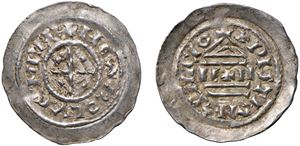 CARLO IL CALVO, Imperatore e Re d'Italia (875 - 877) &ndash; Denaro largo, s.d., Milano.