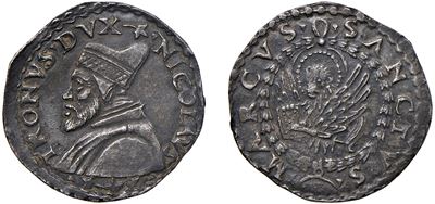 Niccolò Tron, Lira da 20 soldi, II tipo, in argento, 1471-1473