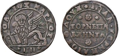 Giovanni i Corner, Doge XCVI (1625 – 1629) – 60 Soldi o 4 Soldi per Candia, s.D., Venezia.