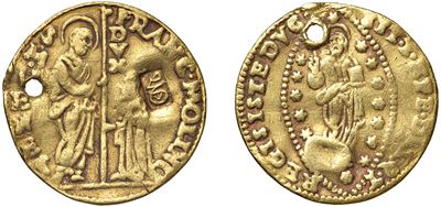 Francesco Molin, Zecchino del doge XCIX (1646 - 1655), in oro