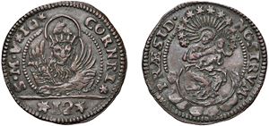 GIOVANNI II CORNER, doge CXI (1709 &ndash; 1722) &ndash; Soldo da 12 bagattini (progetto), s.d., Venezia.