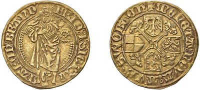 Moneta in oro, Goldgulden, Brandeburgo Franconia - Federico di Ansbach e Sigismund di Kulmbach (1...