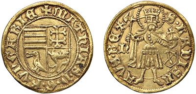 Mattia Corvino, Gulden in oro, circa 1470, Nagybanya