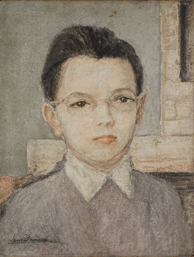 Autore non identificato, Ritratto di giovane, affresco in cornice