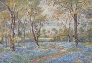 Paesaggio con lago sullo sfondo