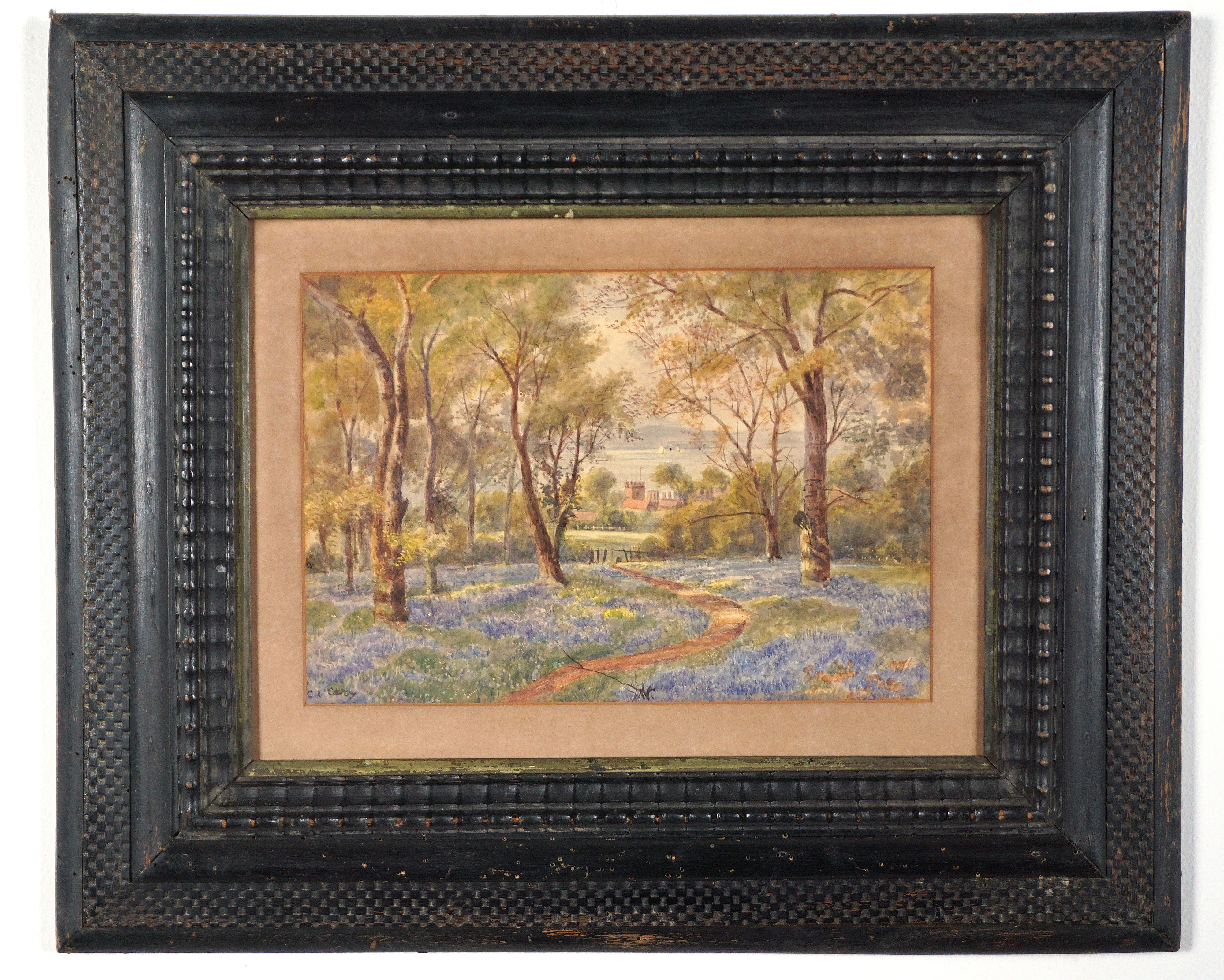 Paesaggio con lago sullo sfondo