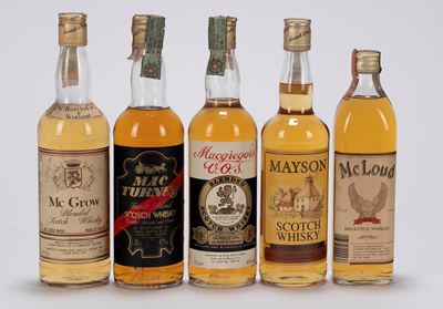 Selezione di whisky Scotch, 5 bottiglie