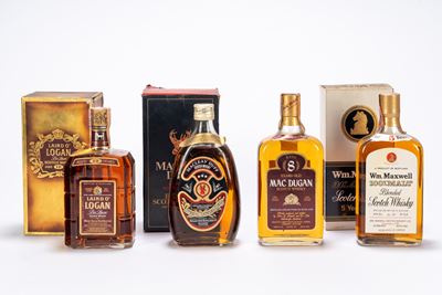 Selezione di Whisky: Laird o' Logan De Luxe 12 Years, Macleay Duff Special Matured, Mac Dugan 8 Y...