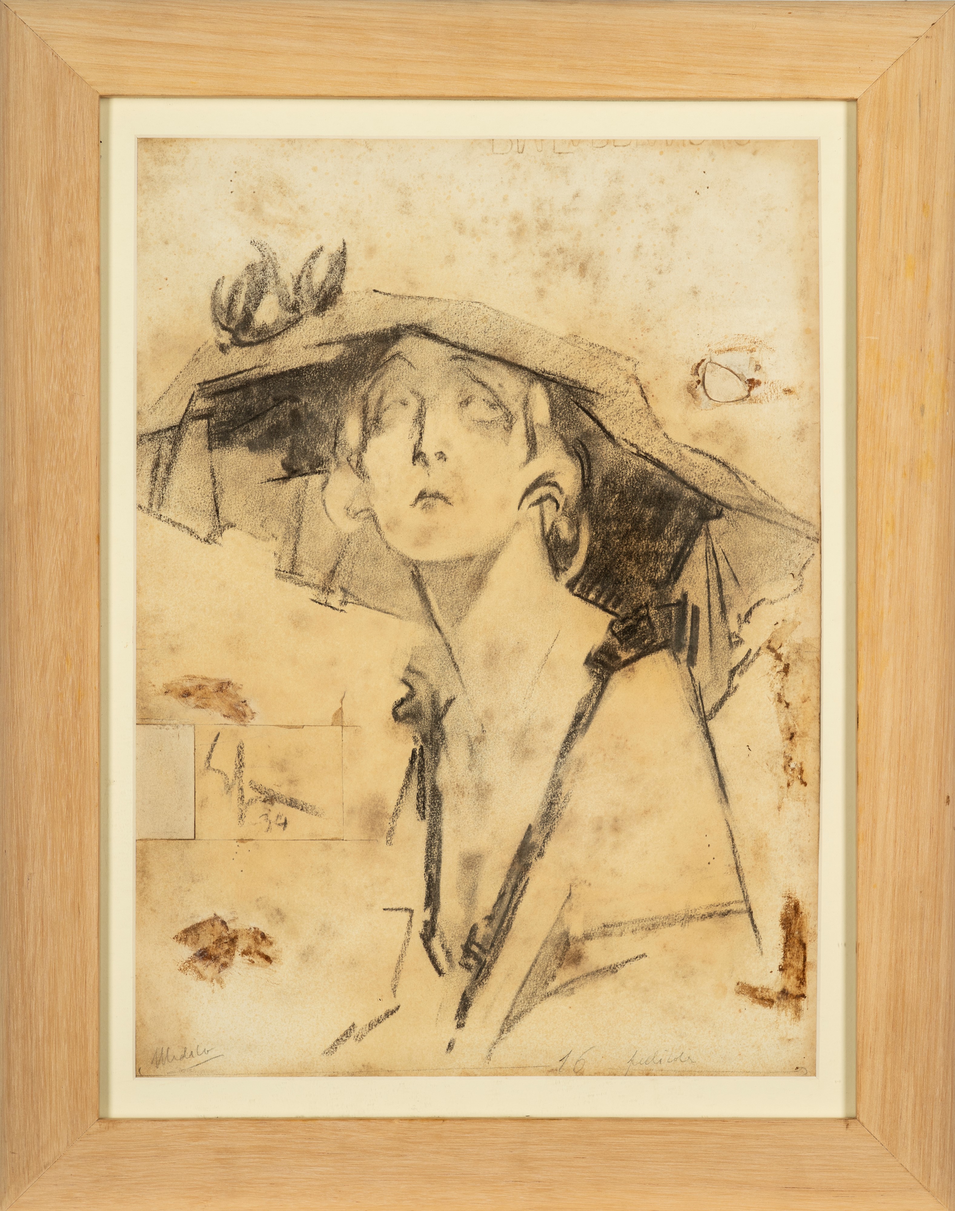 Enrico Sacchetti - Ritratto di giovane donna con cappello