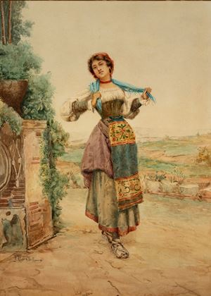 Contadina nella campagna romana