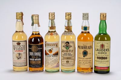 Selezione di whisky scozzesi e pure malt, 6 bottiglie
