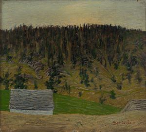 Paesaggio montano con baita