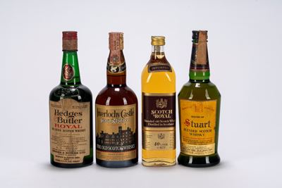 Selezione di Whisky, assortimento di 4 bottiglie