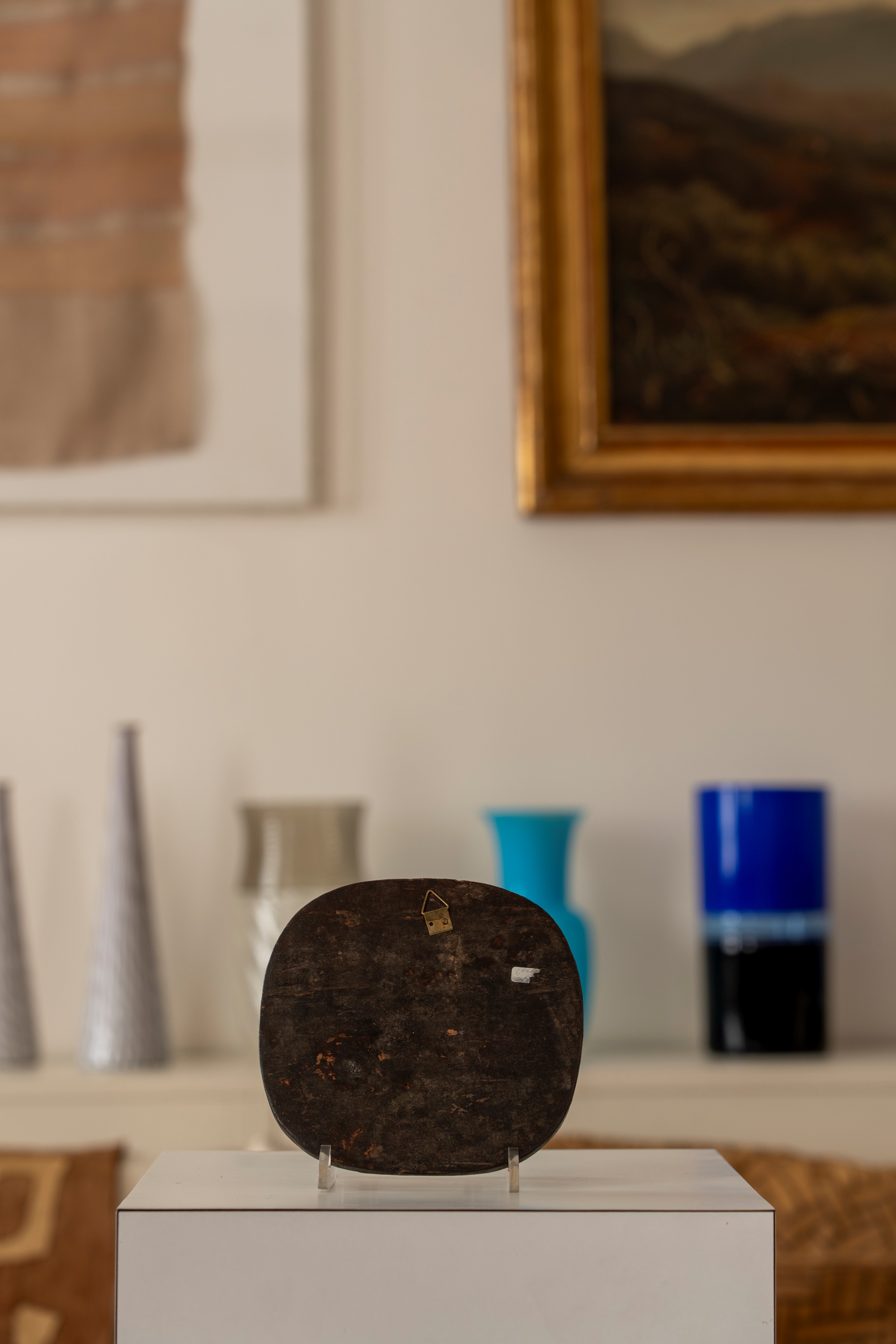 Yoruba, Nigeria - Vassoio circolare in legno, patina scura